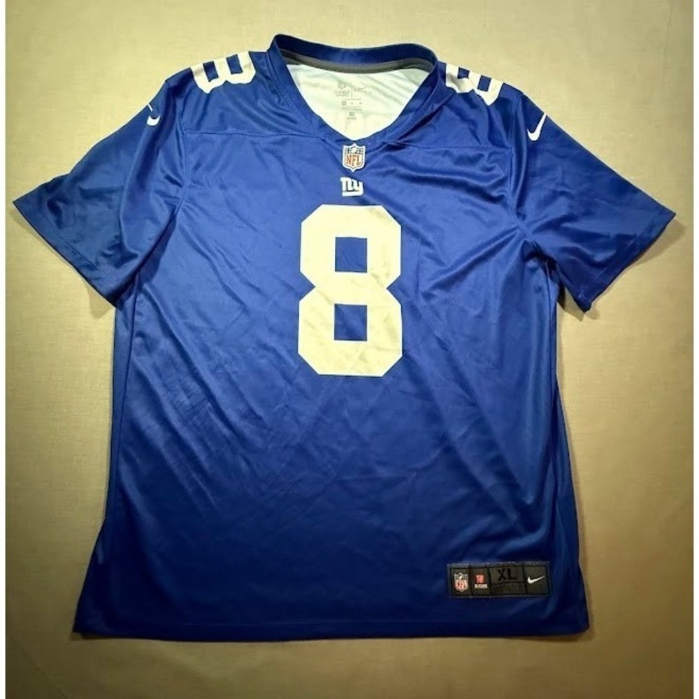Nike New York Giants NFL #8 Jones Football Jersey Mens XL Blue Short Sleeve